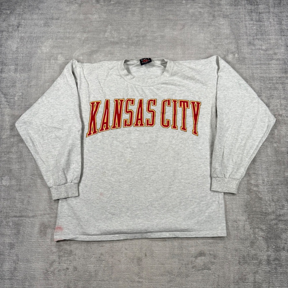 Kansas City Chiefs Shirt Mens Small Gray Vintage 1996 Galt Sand  NFL Long Sleeve